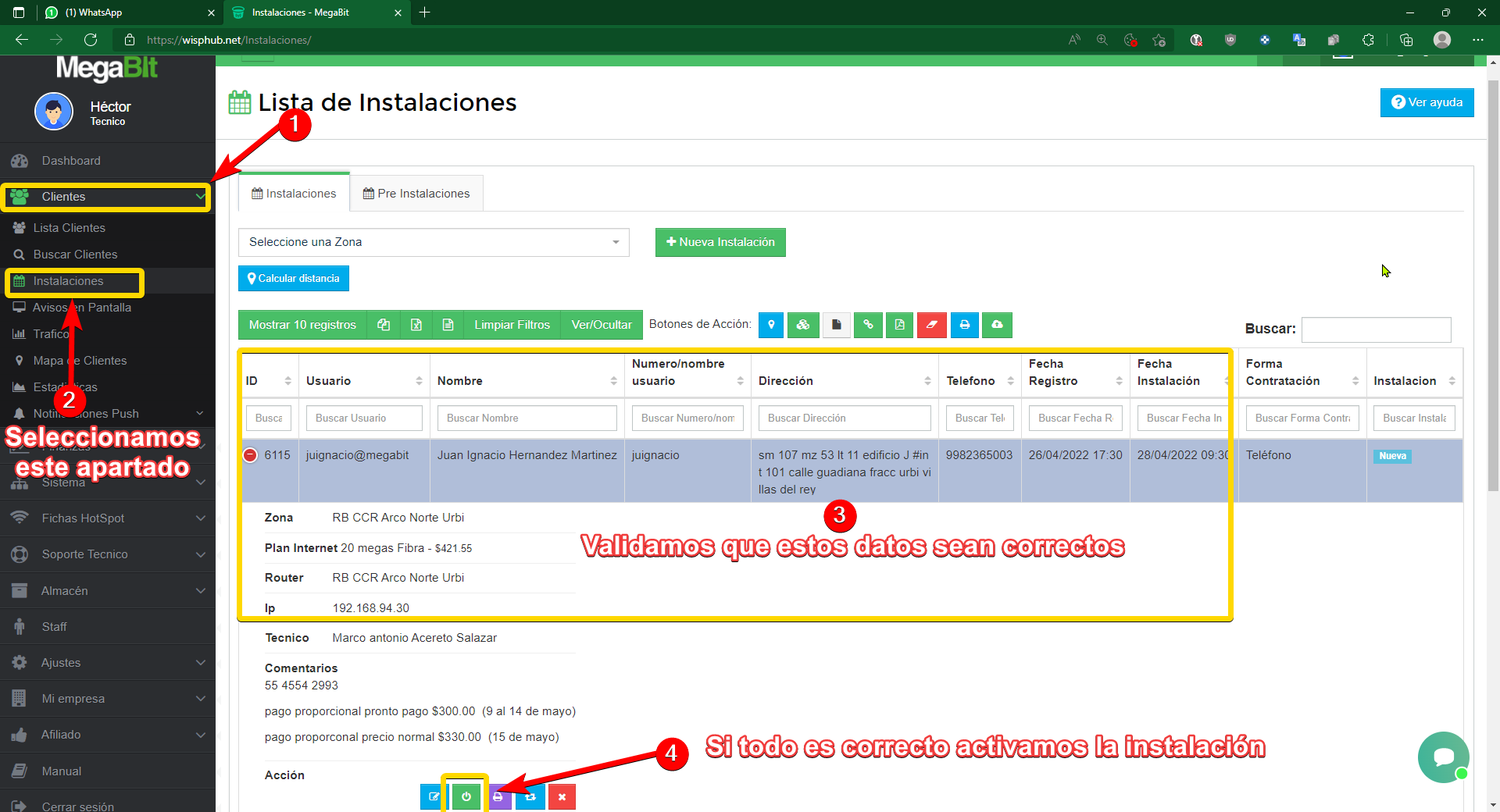 Activar Cliente en WispHub