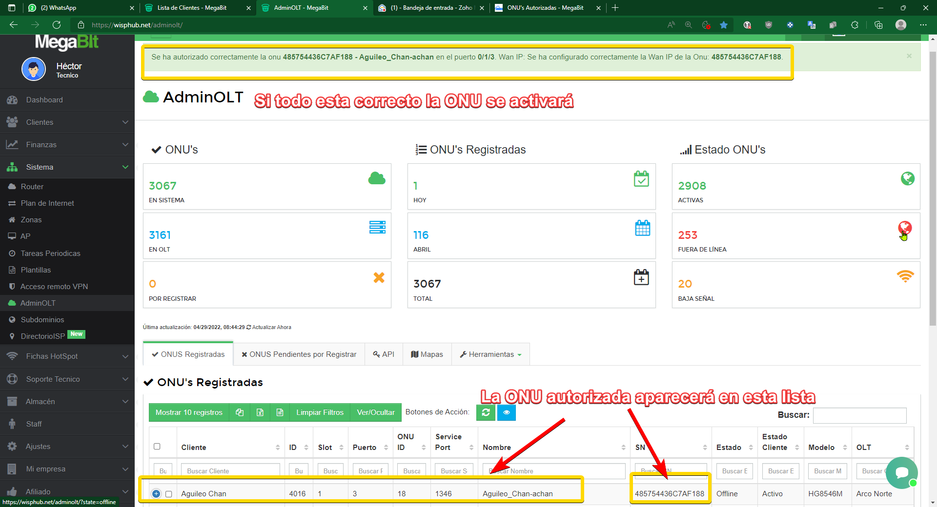 Verificar que la ONU esta activada